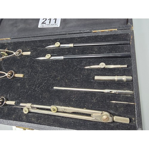 211 - A complete vintage technical drawing set in its original case, British made by Jay Wess, all he piec... 