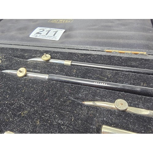 211 - A complete vintage technical drawing set in its original case, British made by Jay Wess, all he piec... 
