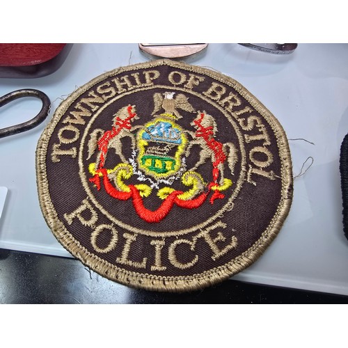 214 - A quantity of collectables to include, 2 original embroidered Police patches for Sussex  police and ... 