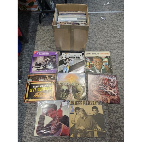 A large cardboard box ed record case containing a quantity of LP's to ...