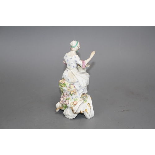 101 - A Chelsea figure of a lady holding a flower basket, c.1765, H. 17.5cm Condition: unmarked, restorati... 