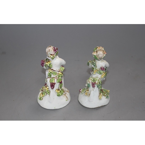 113 - Two early Derby figures of cherubs, c.1756, H. 12cm Condition: Patch marks, both with tiny losses to... 