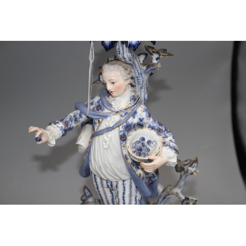 150 - A pair of Meissen porcelain candelabra, modelled with lady and gallant stems, height 46cm Condition:... 