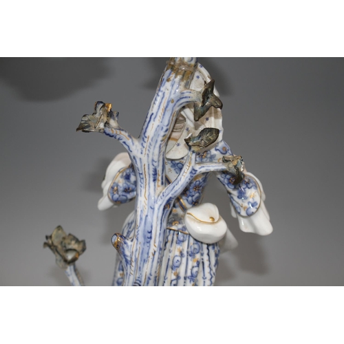 150 - A pair of Meissen porcelain candelabra, modelled with lady and gallant stems, height 46cm Condition:... 