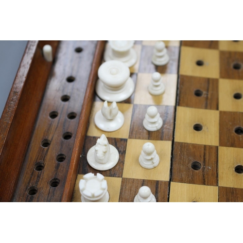 208 - A late 19th century Jaques , London Travelling 'In Statu Quo' travelling chess set, the folding maho... 