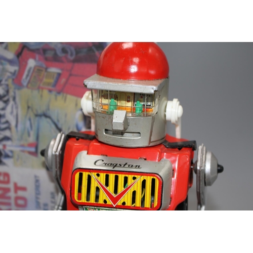 21 - A Yonezawa (Japan) battery-operated Talking Robot (replacement box), robot 26cm Condition: some oxid... 