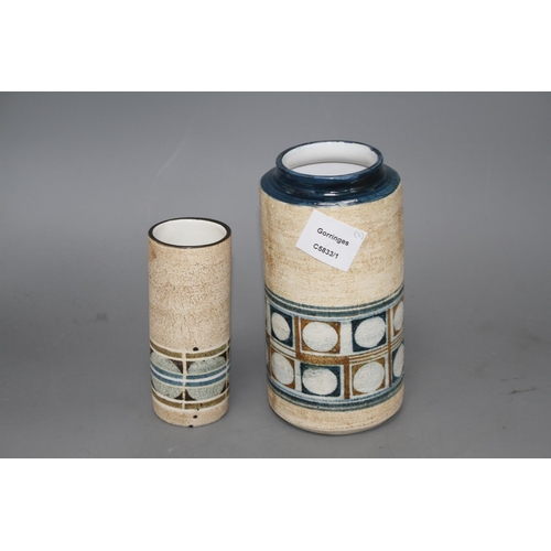 3 - Two Troika cylindrical vases, the largest by Anne Lewis, c.1971, and the smaller by Averil Bennett, ... 