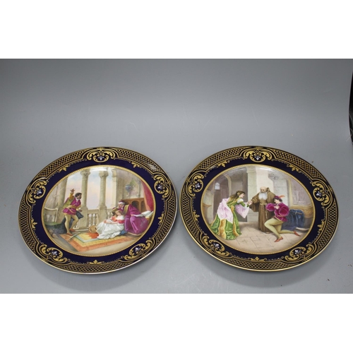 33 - A pair of Vienna porcelain cabinet plates, decorated with Romeo und Julie, and Othello Seine Abenteu... 