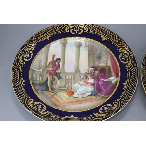 33 - A pair of Vienna porcelain cabinet plates, decorated with Romeo und Julie, and Othello Seine Abenteu... 