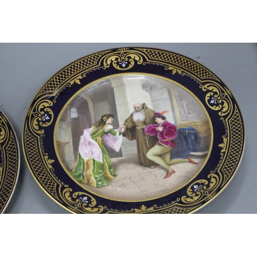 33 - A pair of Vienna porcelain cabinet plates, decorated with Romeo und Julie, and Othello Seine Abenteu... 