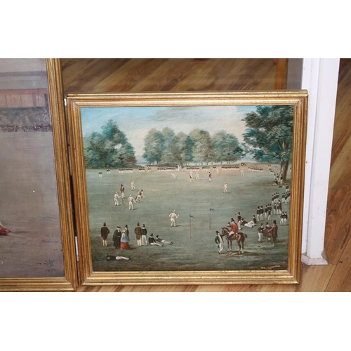 412 - Six oileographs, all reproductions of famous early depictions of cricket, largest 51 x 74cm Conditio... 