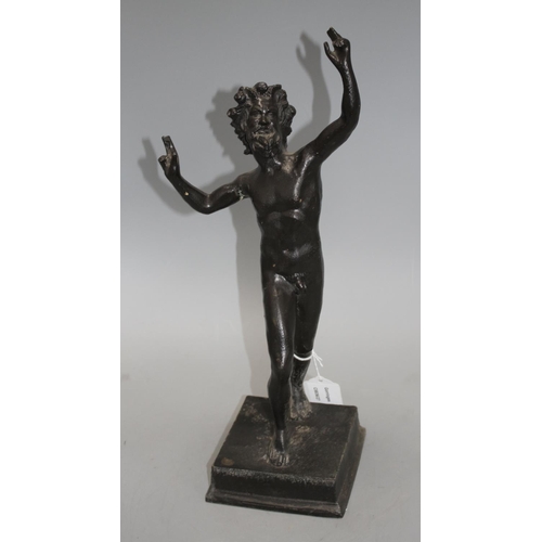 43 - A 19th century Italian bronze figure of the dancing faun, height 42cm Condition: Dark blackish patin... 