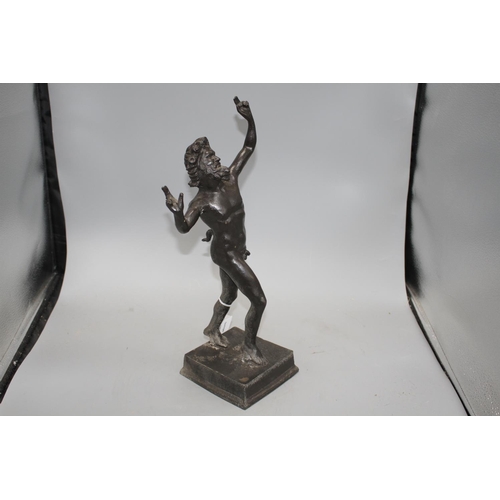 43 - A 19th century Italian bronze figure of the dancing faun, height 42cm Condition: Dark blackish patin... 