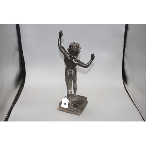 43 - A 19th century Italian bronze figure of the dancing faun, height 42cm Condition: Dark blackish patin... 