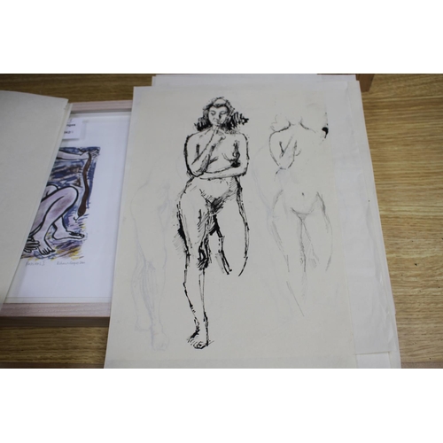 438 - Peter Collins, twelve pen and ink on paper, Studies of female nudes, largest 35 x 25cm, unframed Con... 