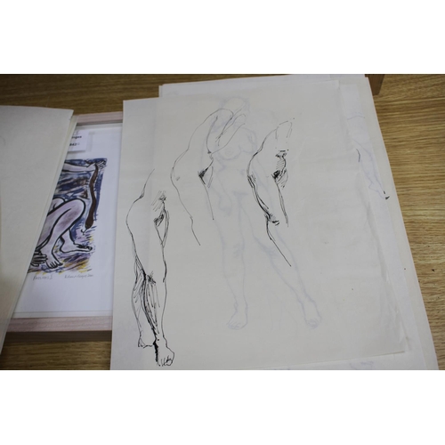 438 - Peter Collins, twelve pen and ink on paper, Studies of female nudes, largest 35 x 25cm, unframed Con... 