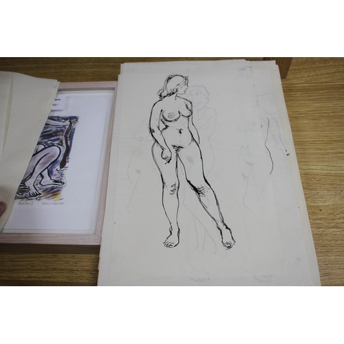 438 - Peter Collins, twelve pen and ink on paper, Studies of female nudes, largest 35 x 25cm, unframed Con... 