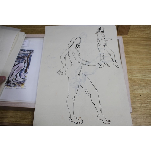 438 - Peter Collins, twelve pen and ink on paper, Studies of female nudes, largest 35 x 25cm, unframed Con... 