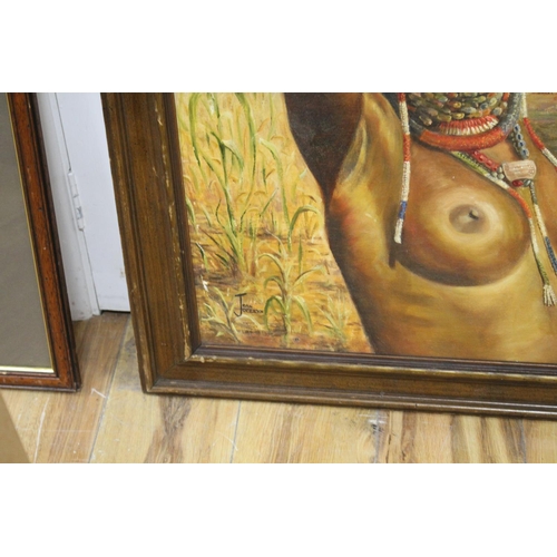 445 - Joan Jocelyn, oil on canvas, Portrait of a South African Native woman, signed, 75 x 60cm Condition: ... 