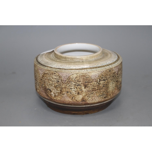 5 - An early Troika drum shaped bowl, c.1963-65, no decorator's mark, mark inscribed in blue TROIKA St. ... 