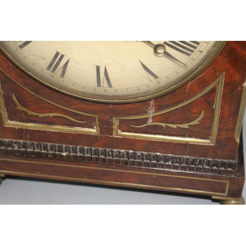 55 - A Regency brass inset mahogany bracket clock by Turk of Sittingbourne, with painted dial and twin fu... 