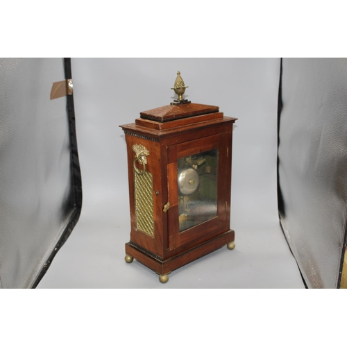 55 - A Regency brass inset mahogany bracket clock by Turk of Sittingbourne, with painted dial and twin fu... 