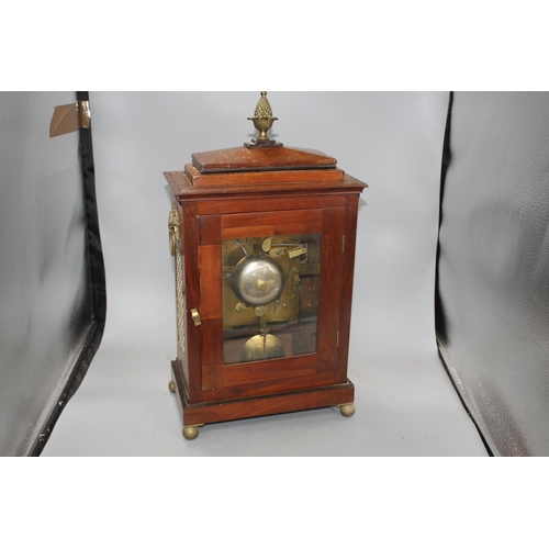 55 - A Regency brass inset mahogany bracket clock by Turk of Sittingbourne, with painted dial and twin fu... 