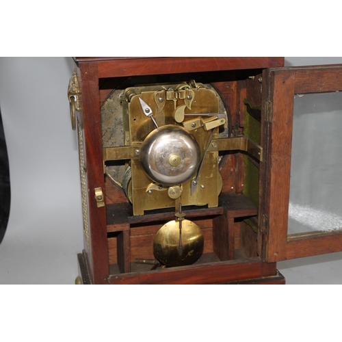 55 - A Regency brass inset mahogany bracket clock by Turk of Sittingbourne, with painted dial and twin fu... 