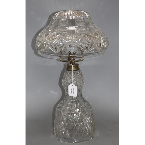 58 - A brass mounted cut glass table lamp, height 53cm Condition: Glass in good condition, but needs rewi... 