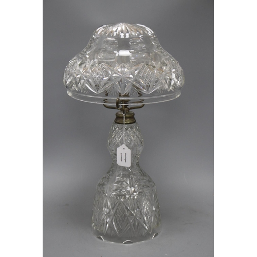 58 - A brass mounted cut glass table lamp, height 53cm Condition: Glass in good condition, but needs rewi... 