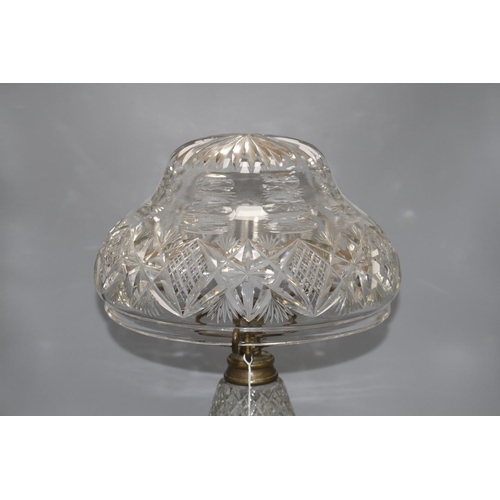 58 - A brass mounted cut glass table lamp, height 53cm Condition: Glass in good condition, but needs rewi... 