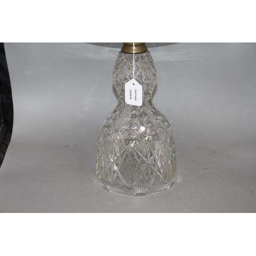 58 - A brass mounted cut glass table lamp, height 53cm Condition: Glass in good condition, but needs rewi... 