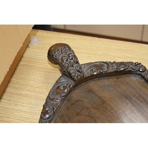 63 - A Burmese carved hardwood tray, 70cm Condition: In good condition, minor scuffing to underside... 