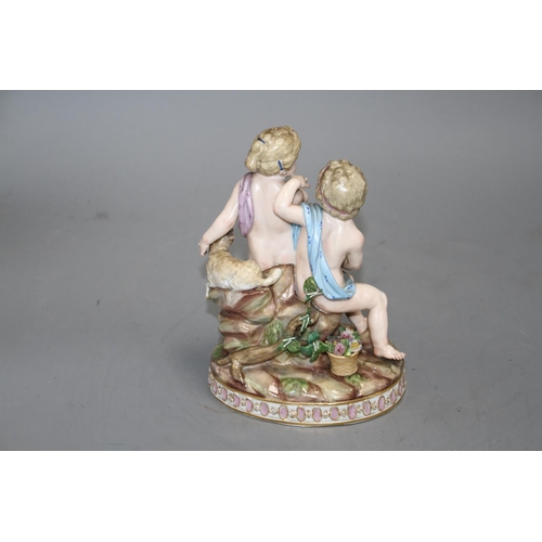 76 - A Meissen group of cherubs, 19th century, incised model no.7690, H. 16cm Condition: small losses to ... 