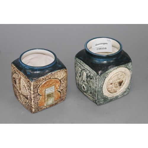 8 - Two Troika marmalade pots, by Tina Doubleday, c.1976 and H.F., 1970s, height 9cm and 9.5cm Condition... 