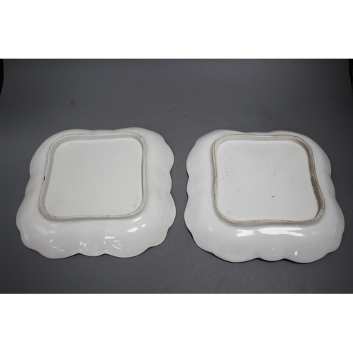 84 - A pair of Swansea square dessert dishes, c.1820, both with impressed SWANSEA mark, Condition: Some w... 