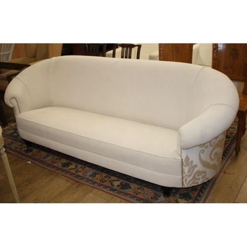 869 - An Italian settee, upholstered in white velvet type material with gold foliate scroll fabric to the ... 