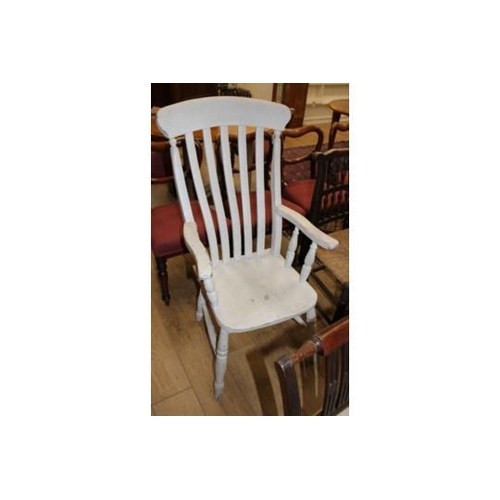 871 - A Victorian painted pine and beech Windsor lathe back chair Condition: Joints a little wobbly, paint... 