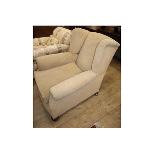 872 - A 1930's wing armchair Condition: Frame solid, very heavy chair, upholstery now rather dirty and wou... 