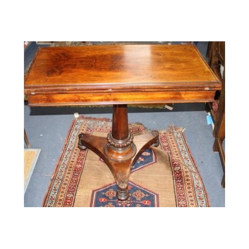 888 - Thomas and George Seddon. An early Victorian rosewood card table, with folding rectangular top, bead... 