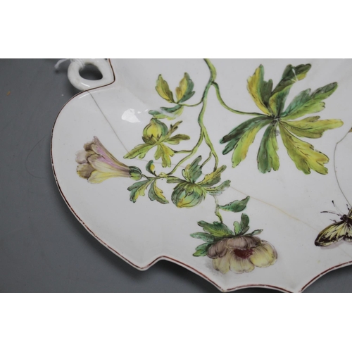 89 - A rare Chelsea red anchor 'Hans Sloane' botanical dessert dish, c.1755, length 22.5cm Condition: The... 