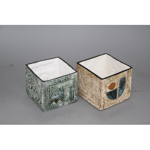 9 - Two Troika cube vases, by Teo Bernatowitz, c.1974 and Ann Lewis, c.1971, height 8cm and 8.5cm Condit... 