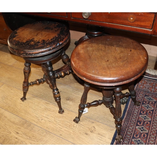 36 - Two Victorian revolving stools, largest Diam.36cm