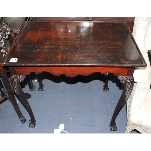 51 - A George II style mahogany silver table, with dished rectangular top and acanthus carved cabriole le... 