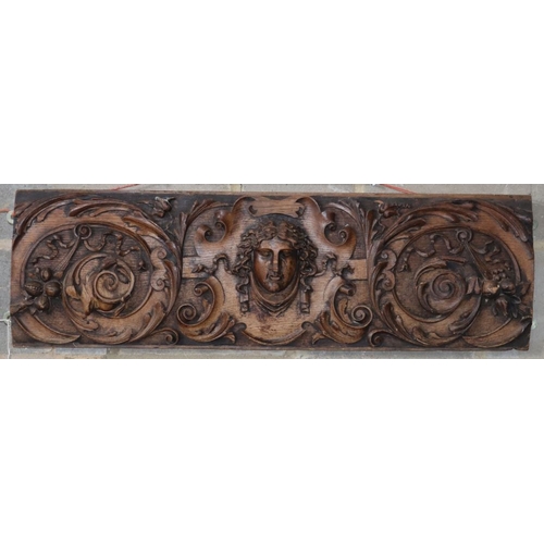 1024 - A Victorian carved oak wall plaque, 99 x 30cm