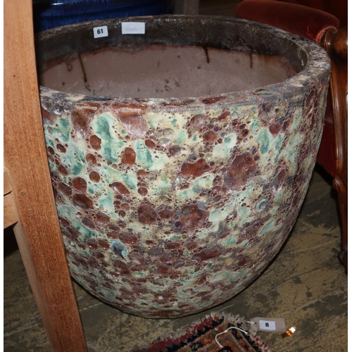 1061 - A large Atlantis glazed earthenware garden planter, diameter 58cm