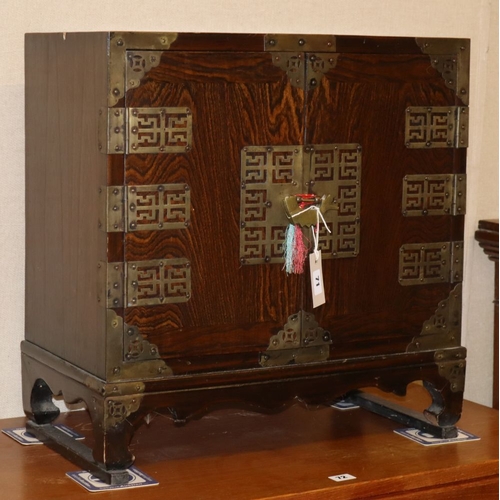 1071 - A Chinese brass mounted low cabinet, W.55cm, D.30cm, H.56cm