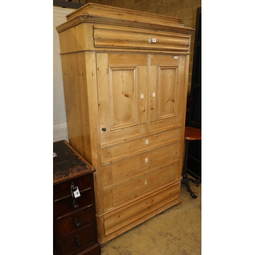 1073 - A 19th century Continental pine hanging cupboard with dummy drawer cupboard front, W.98cm, D.53cm, H... 