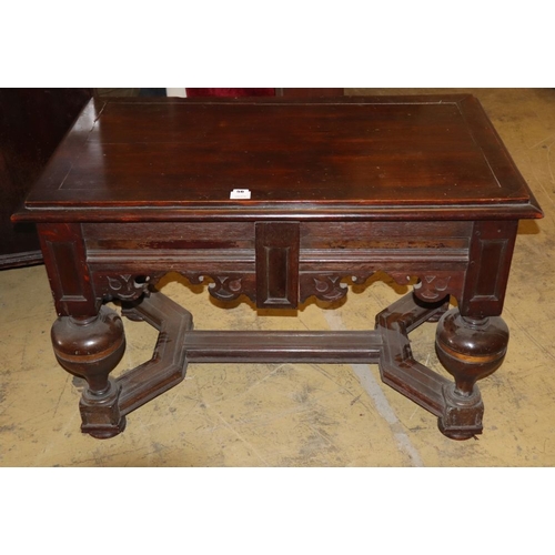 1082 - An 18th century style Belgian oak low table, W.106cm, D.64cm, H.68cm