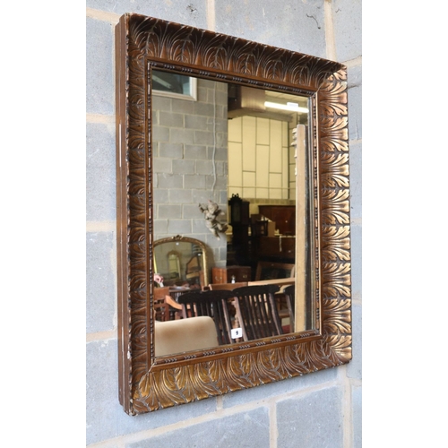 1096 - A giltwood and gesso rectangular acanthus framed wall mirror, 74 x 84cm